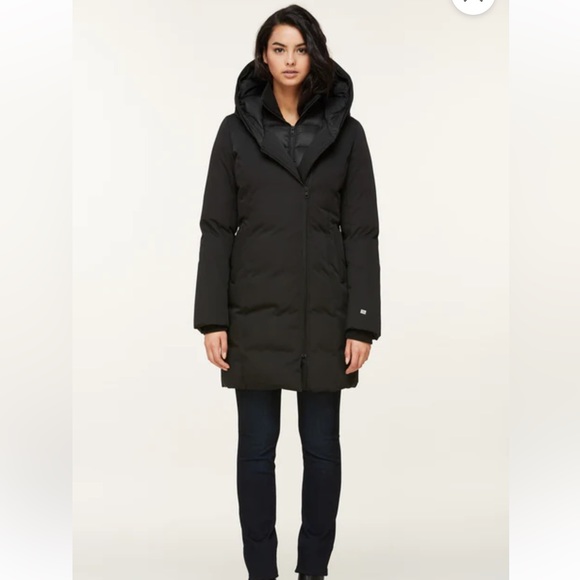 Salma Classic down coat w/ removable silver fur - black - Picture 5 of 7